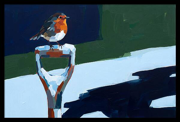 Winter Robin Perched On Snow