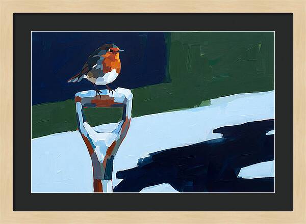 Winter Robin Perched On Snow
