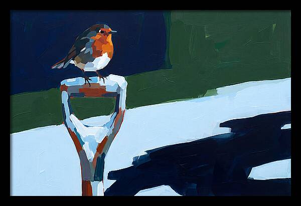 Winter Robin Perched On Snow