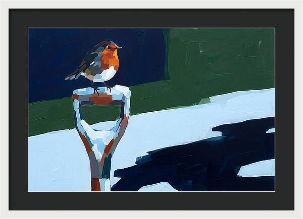 Winter Robin Perched On Snow