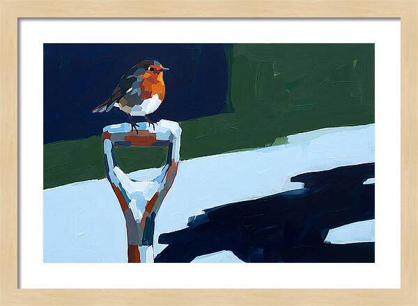 Winter Robin Perched On Snow