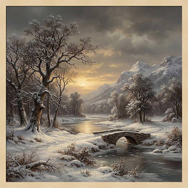 Winter Serenity Over Snowy Landscape