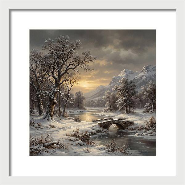 Winter Serenity Over Snowy Landscape