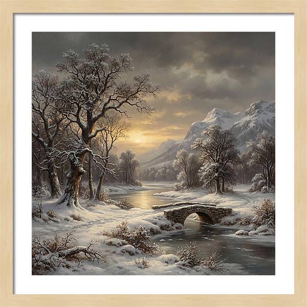Winter Serenity Over Snowy Landscape
