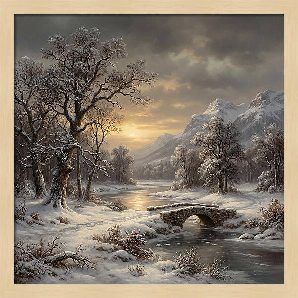 Winter Serenity Over Snowy Landscape