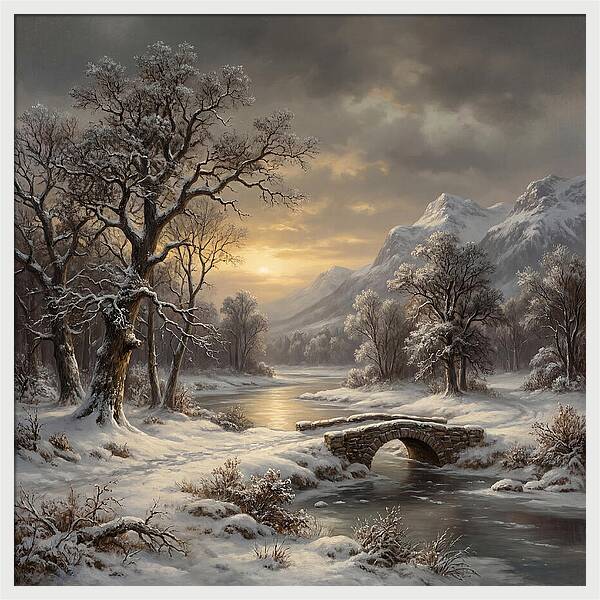 Winter Serenity Over Snowy Landscape