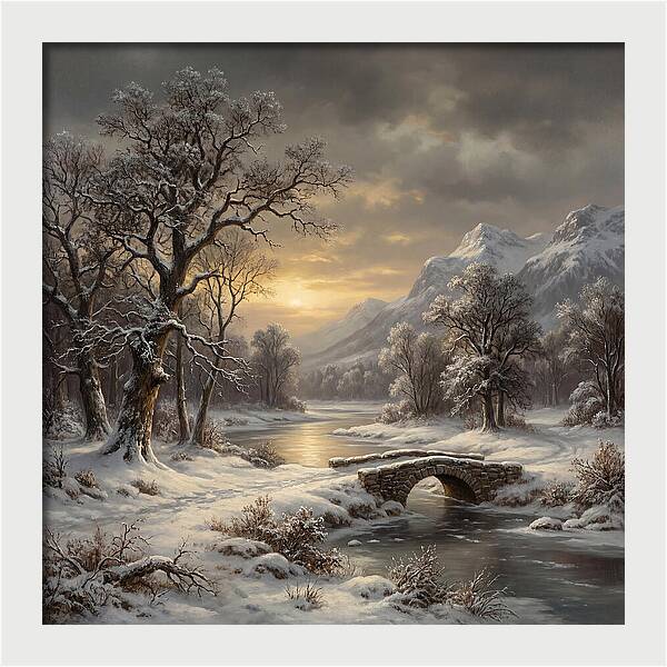 Winter Serenity Over Snowy Landscape