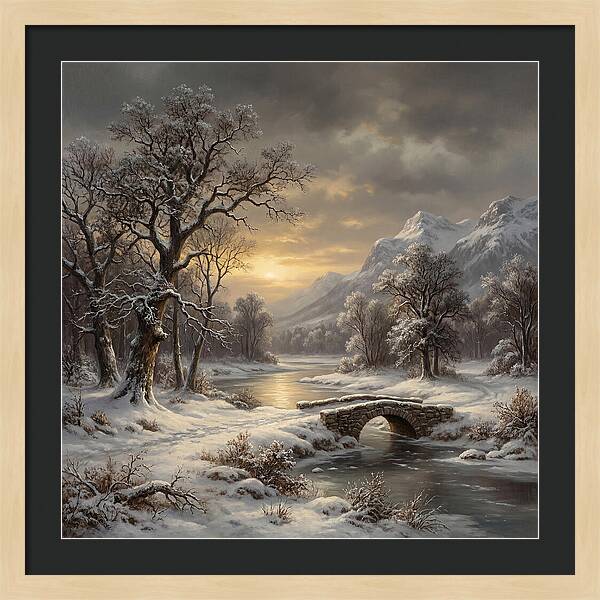 Winter Serenity Over Snowy Landscape