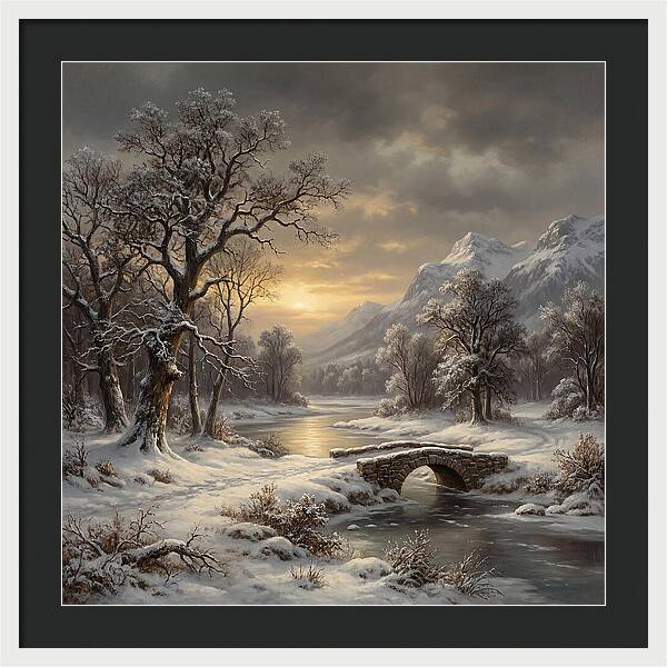 Winter Serenity Over Snowy Landscape