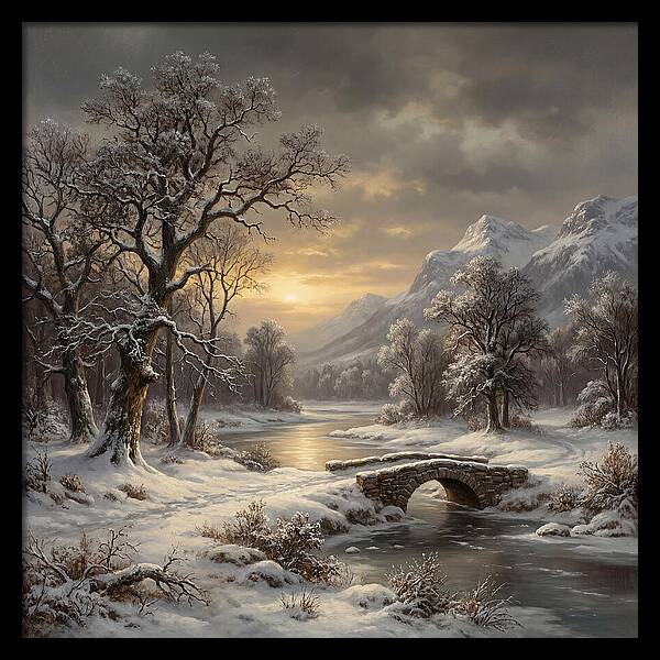 Winter Serenity Over Snowy Landscape