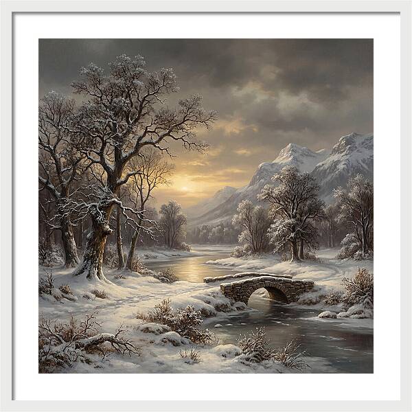 Winter Serenity Over Snowy Landscape