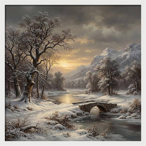 Winter Serenity Over Snowy Landscape