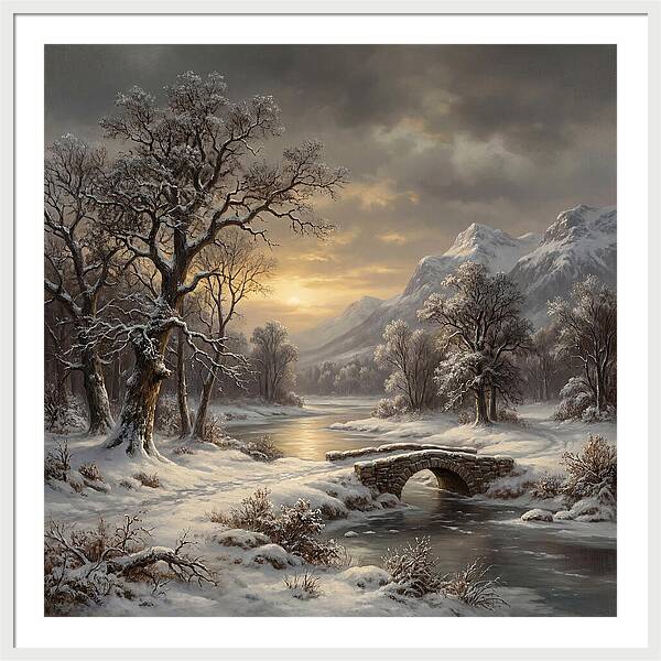 Winter Serenity Over Snowy Landscape