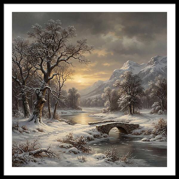 Winter Serenity Over Snowy Landscape