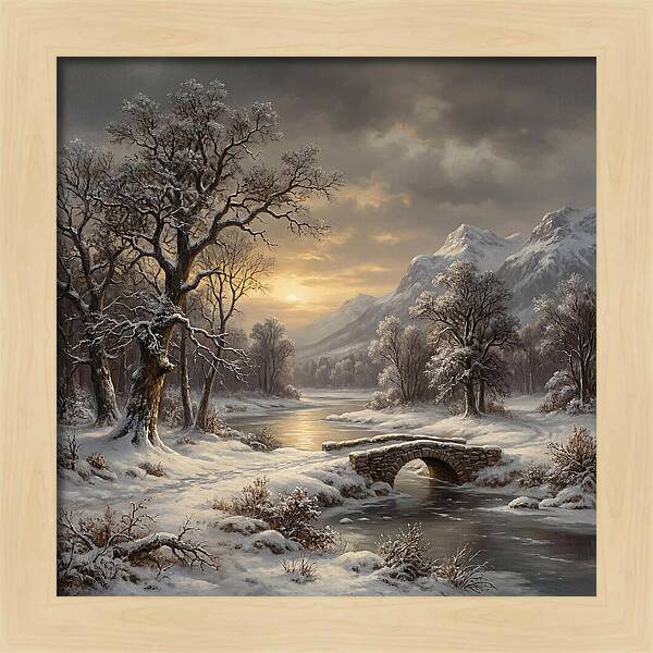 Winter Serenity Over Snowy Landscape
