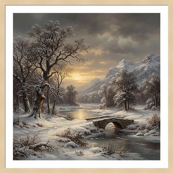 Winter Serenity Over Snowy Landscape