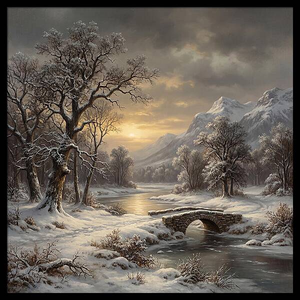 Winter Serenity Over Snowy Landscape