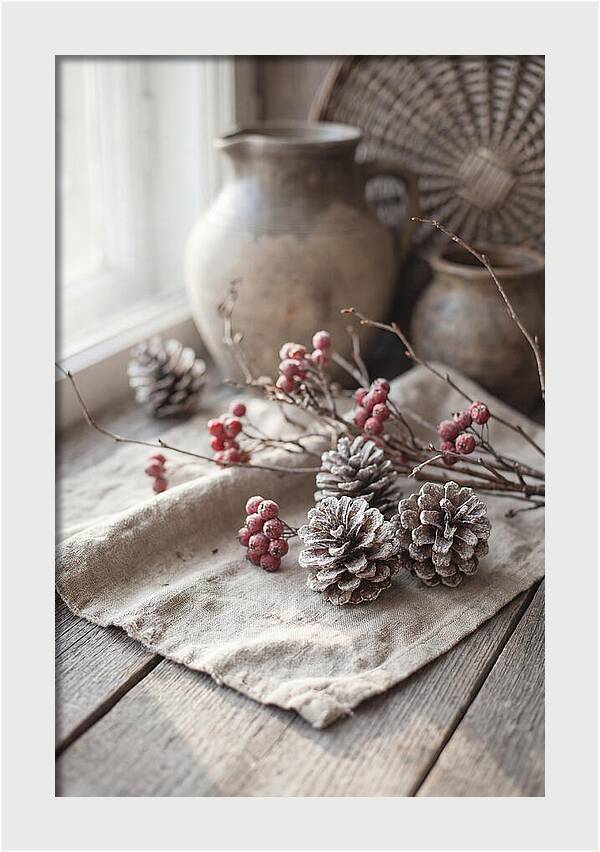 Winter Still Life With Pine Cones