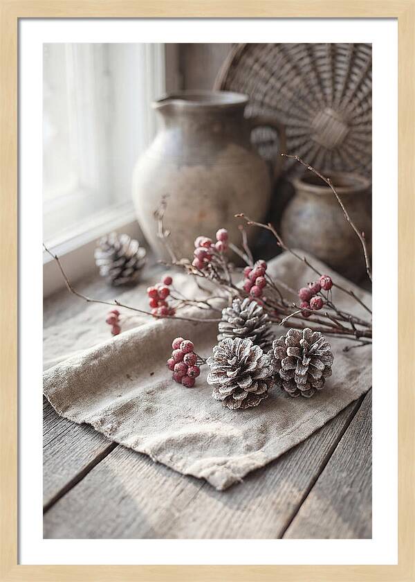 Winter Still Life With Pine Cones