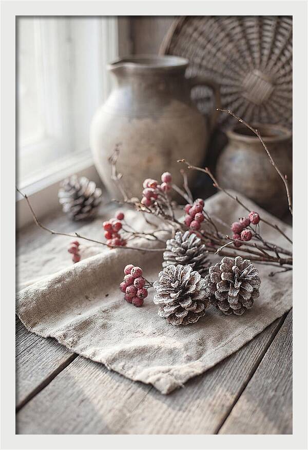 Winter Still Life With Pine Cones