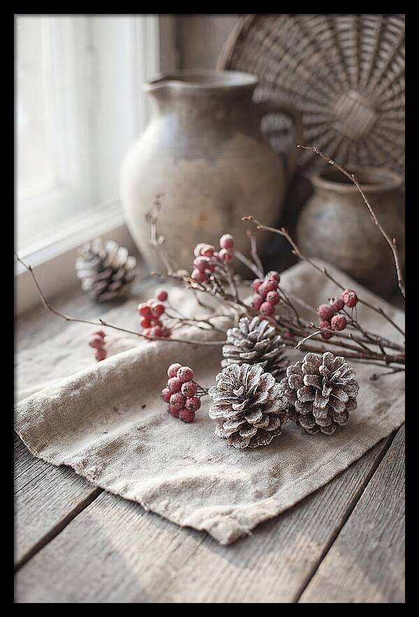 Winter Still Life With Pine Cones