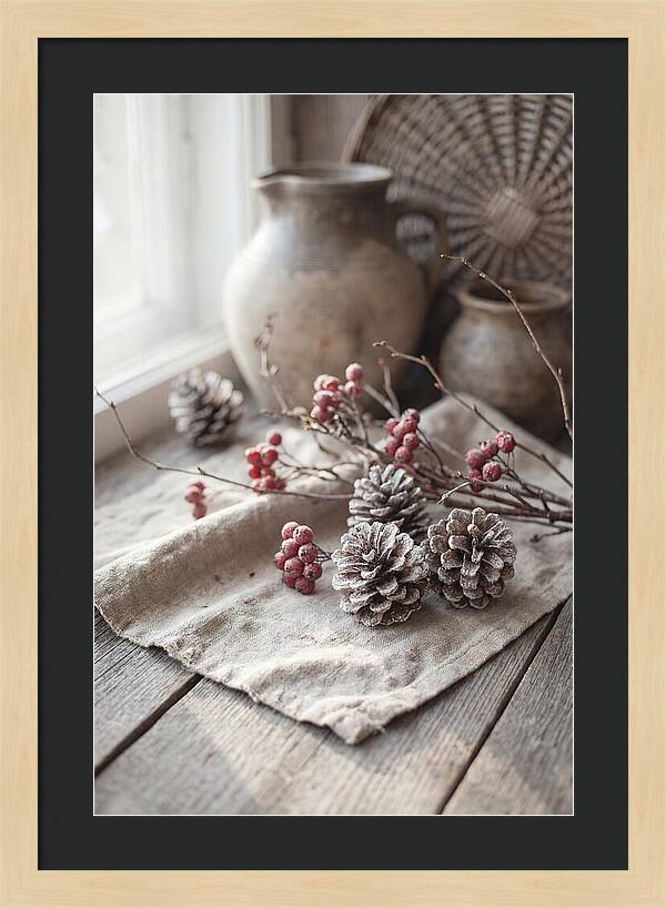 Winter Still Life With Pine Cones