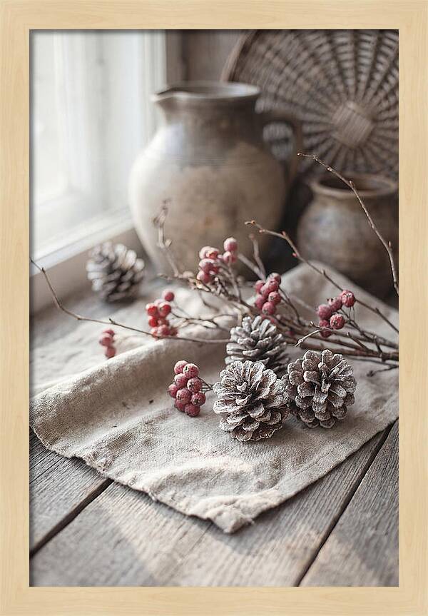 Winter Still Life With Pine Cones