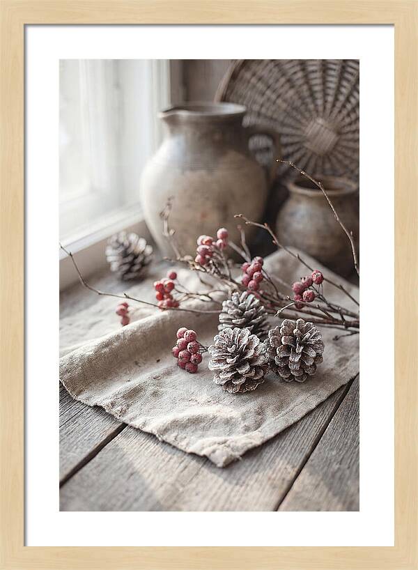 Winter Still Life With Pine Cones