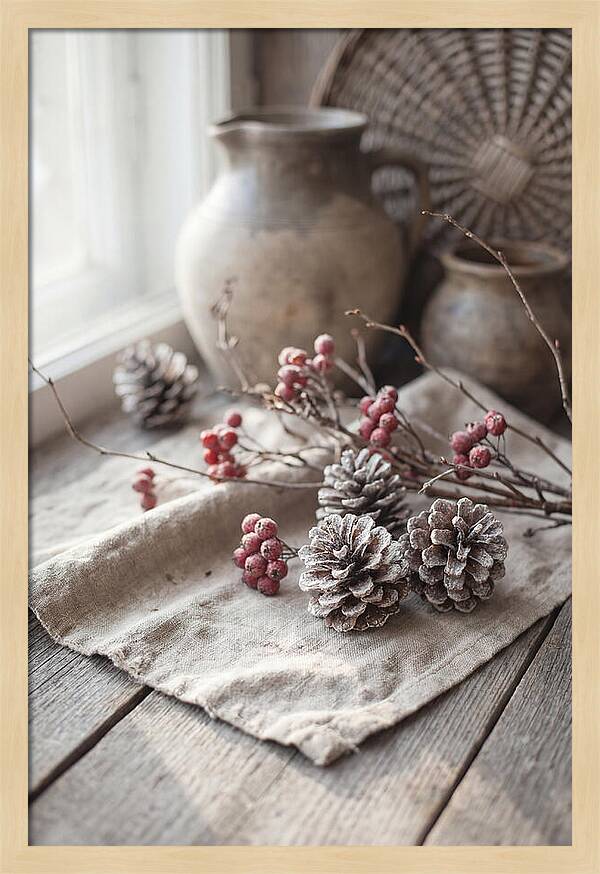 Winter Still Life With Pine Cones