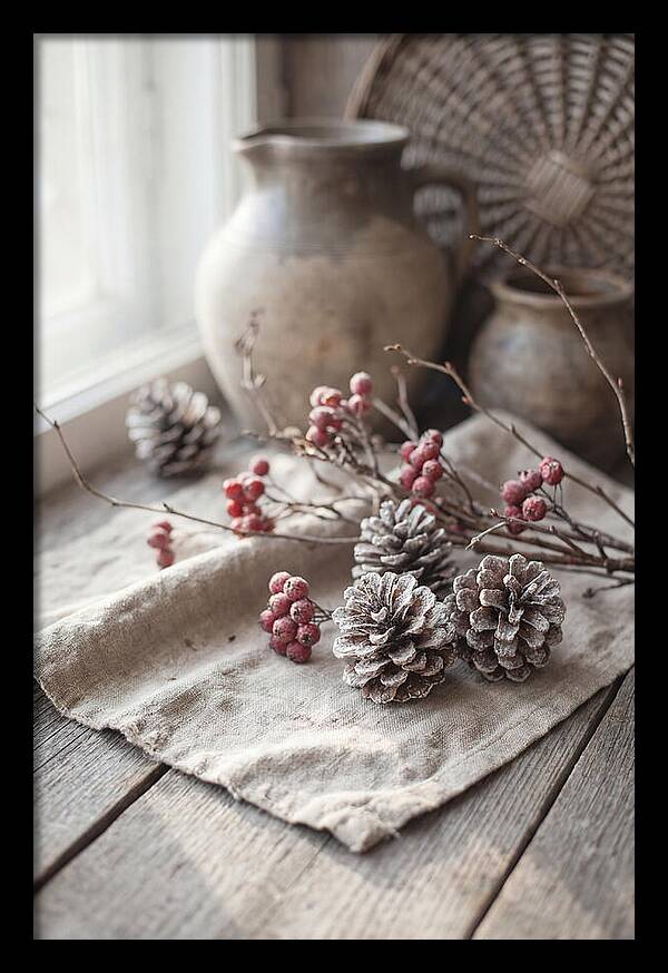 Winter Still Life With Pine Cones