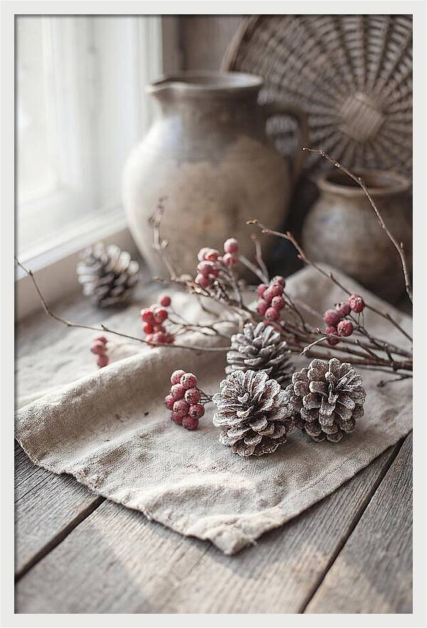Winter Still Life With Pine Cones