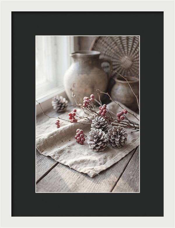 Winter Still Life With Pine Cones