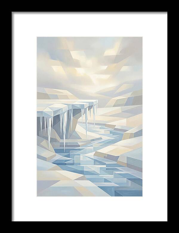 Winter Stream Flowing Under Ice Shelf