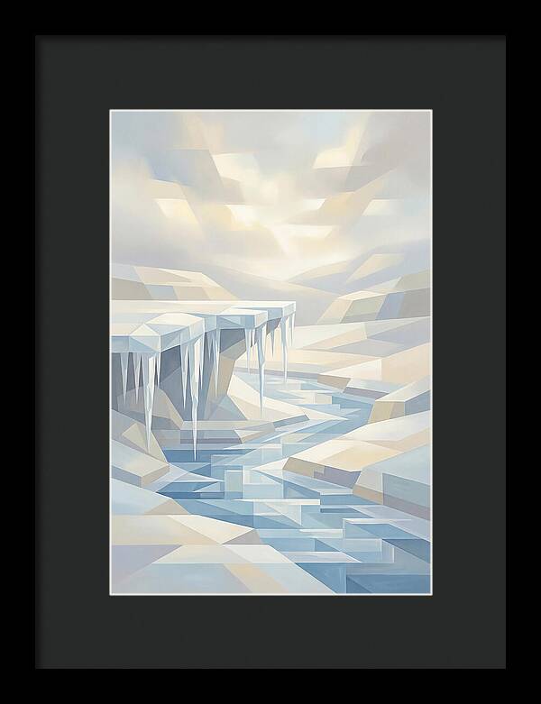 Winter Stream Flowing Under Ice Shelf