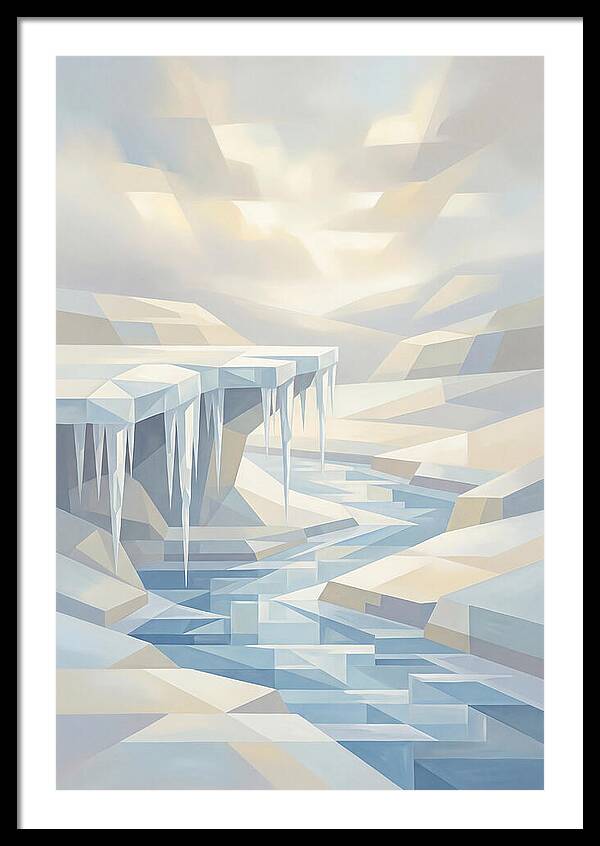 Winter Stream Flowing Under Ice Shelf