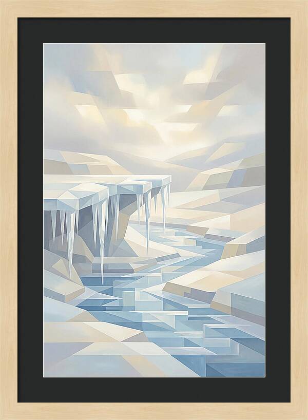 Winter Stream Flowing Under Ice Shelf