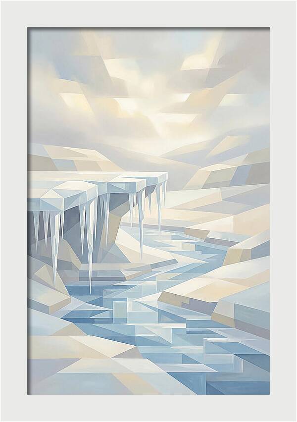 Winter Stream Flowing Under Ice Shelf