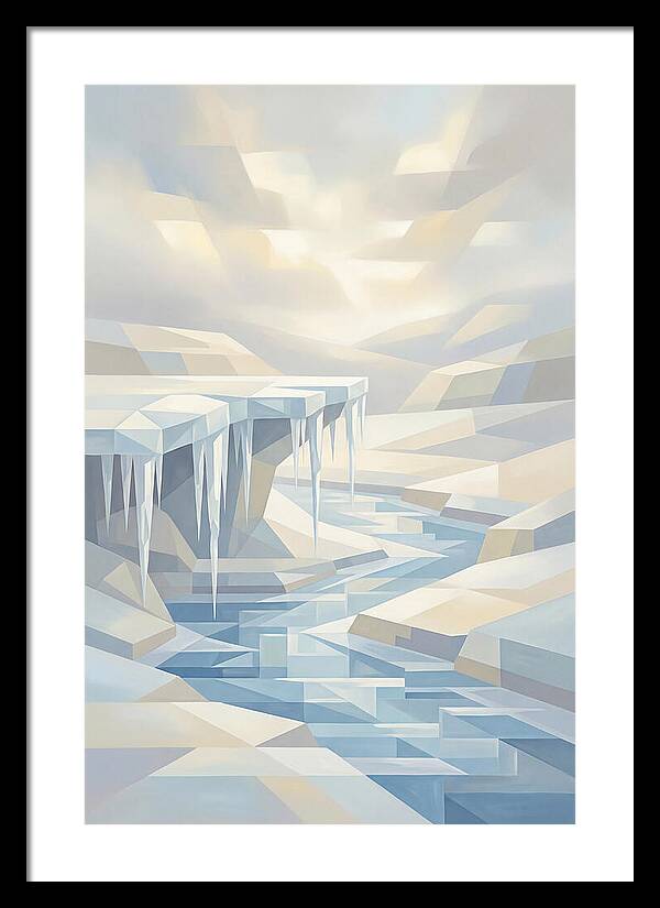 Winter Stream Flowing Under Ice Shelf