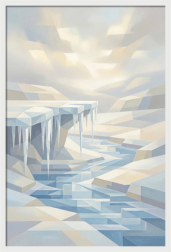 Winter Stream Flowing Under Ice Shelf