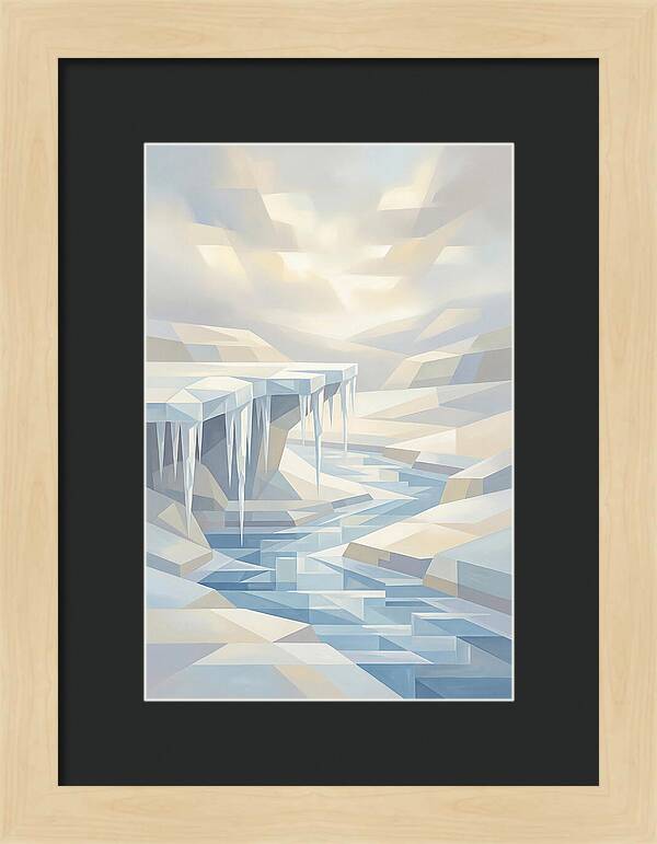 Winter Stream Flowing Under Ice Shelf