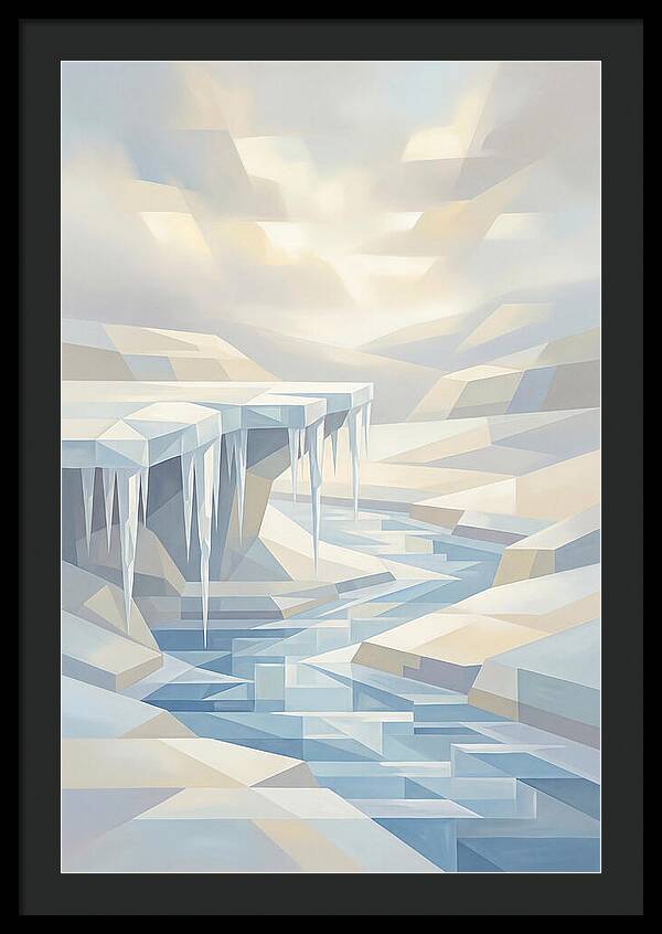 Winter Stream Flowing Under Ice Shelf