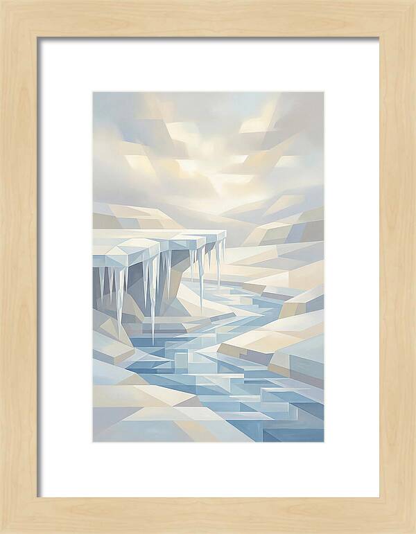 Winter Stream Flowing Under Ice Shelf