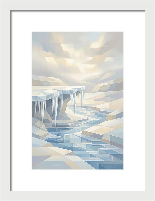 Winter Stream Flowing Under Ice Shelf