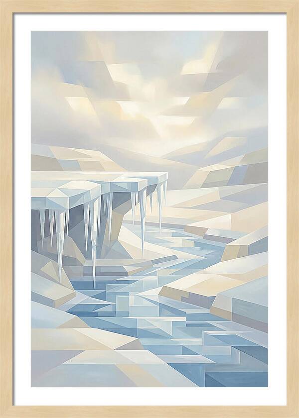 Winter Stream Flowing Under Ice Shelf