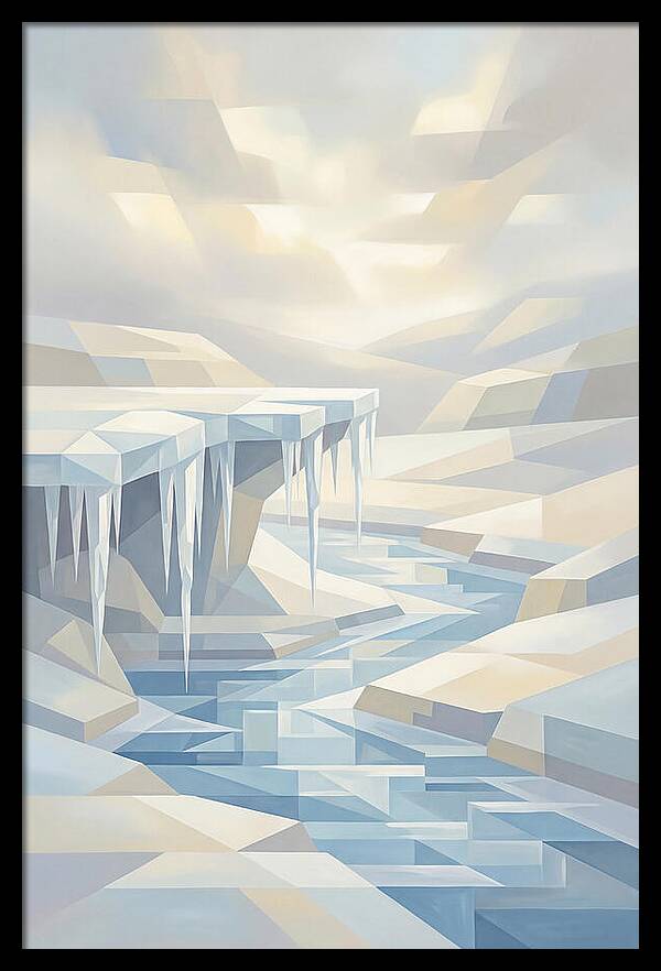 Winter Stream Flowing Under Ice Shelf