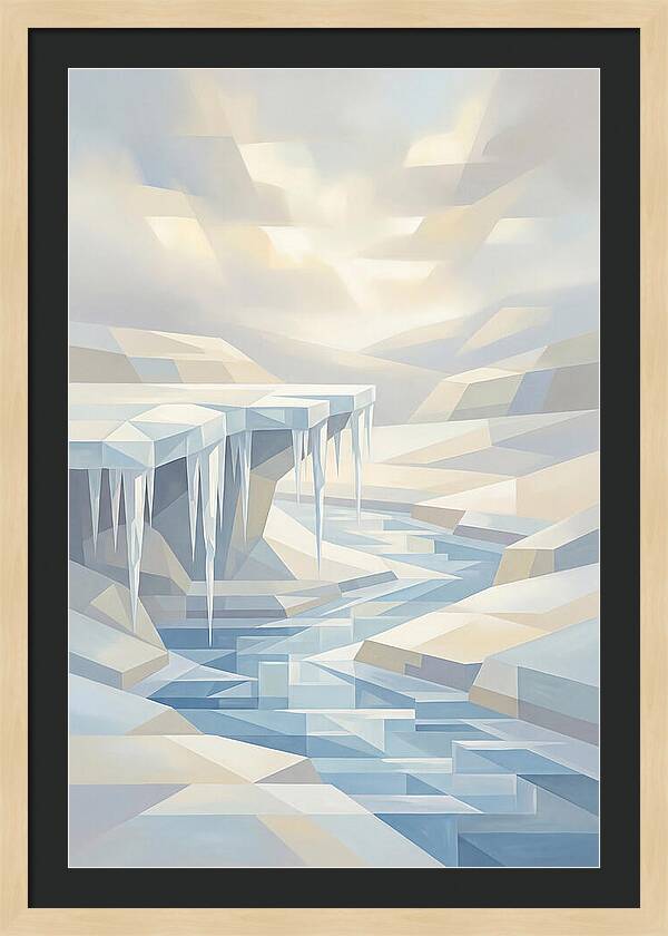 Winter Stream Flowing Under Ice Shelf