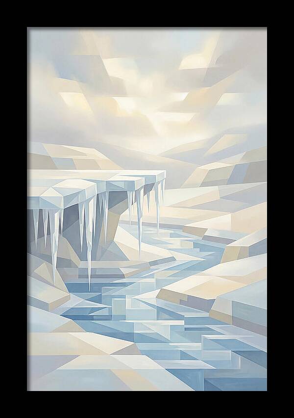 Winter Stream Flowing Under Ice Shelf