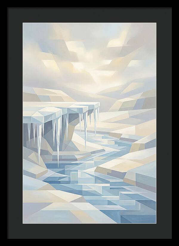 Winter Stream Flowing Under Ice Shelf