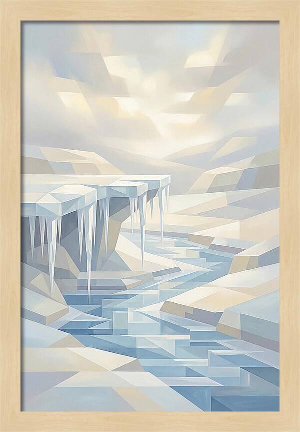 Winter Stream Flowing Under Ice Shelf