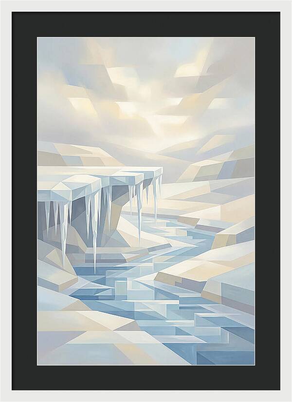 Winter Stream Flowing Under Ice Shelf